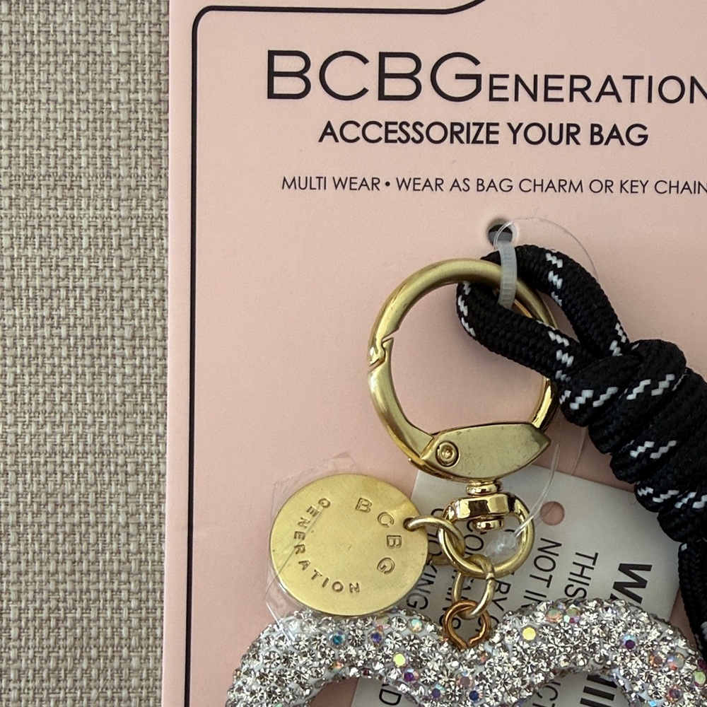 BCBGeneration Silver Heart Bag Charm with Gold Accents - Picture 3 of 3